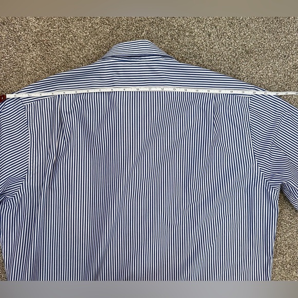 Lauren Ralph Lauren Shirt Men’s Sz 16 Non Iron Classic Fit Blue Stripe Button Up - Picture 11 of 12